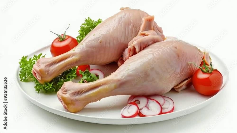 Rotate Fresh raw chicken legs plate table cutting white background High quality HD 4K video clips Rotate Fresh raw chicken legs plate table cutting white background High quality HD 4K video clips