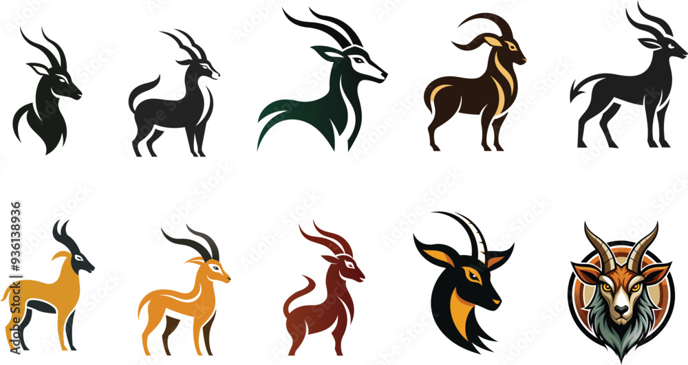 set of markhor logo set of markhor logo