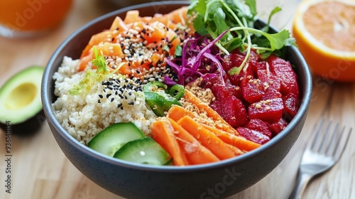 Colorful and Delicious Poke Bowl