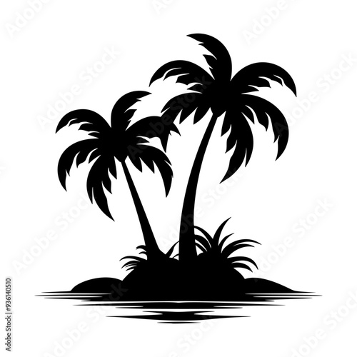 Isolated Palm Tree Design Element on White Background - Tropical Vector Illustration