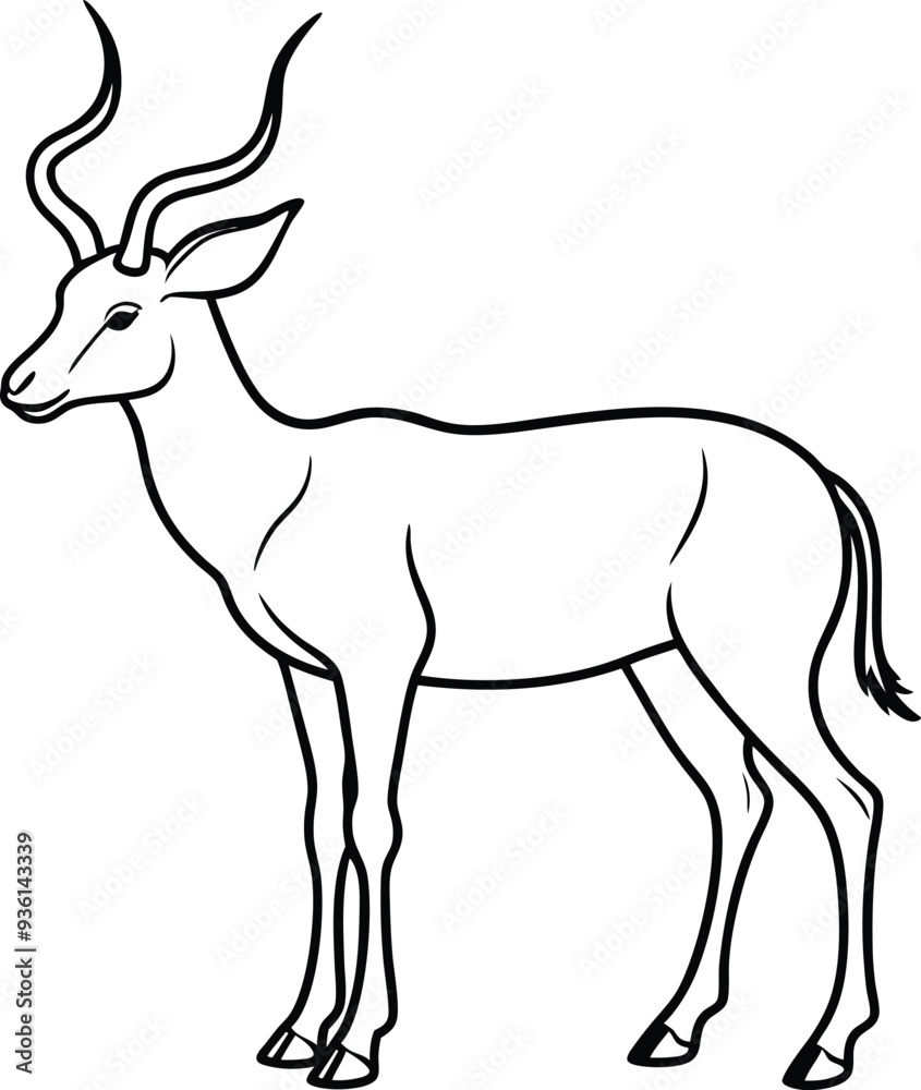 Original name(s): Antelope outline illustration art, smooth line art like silhouette on white background. Original name(s): Antelope outline illustration art, smooth line art like silhouette on white background.