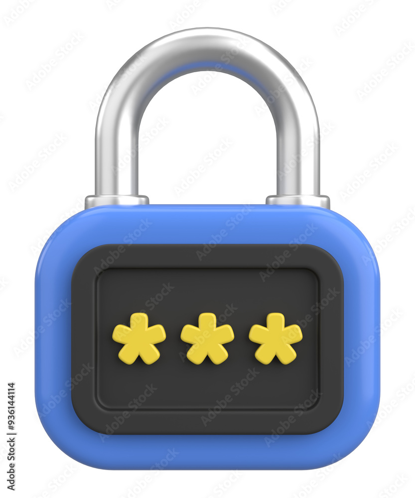 3D security icon. Secure password. 3D illustration. 3D security icon. Secure password. 3D illustration.