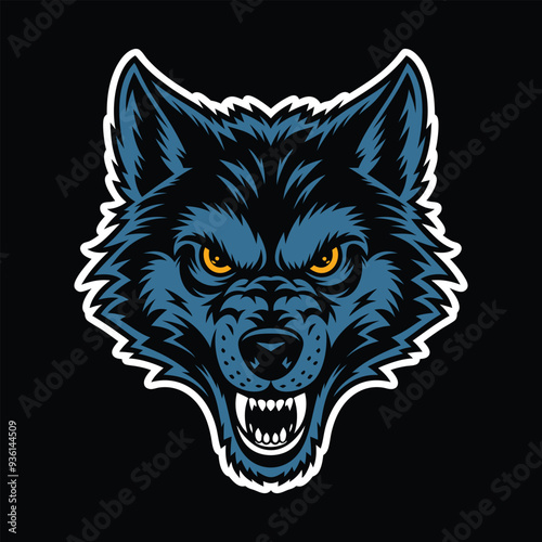 Cute Angry wolf head, wolf head logo vector style