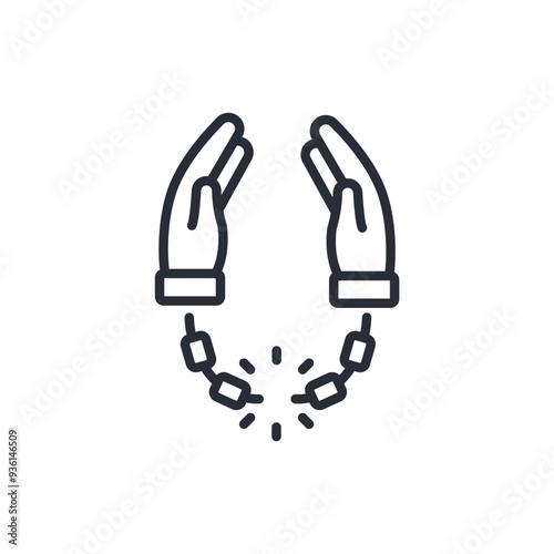 handcuffs freedom icon. vector.Editable stroke.linear style sign for use web design,logo.Symbol illustration.