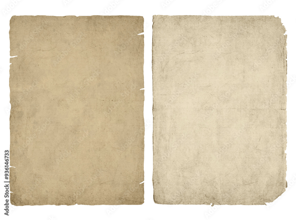 Vintage paper with ripped torn edges. Old worn texture of paper sheet or parchment
