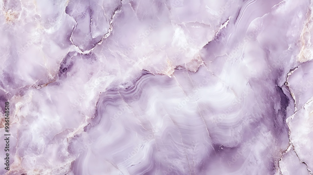 A close-up image of a beautiful lavender and white marble slab with natural veins and swirls. A close-up image of a beautiful lavender and white marble slab with natural veins and swirls.