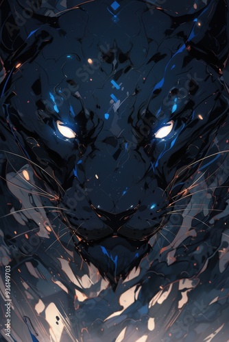 Black Panther with Glowing Eyes