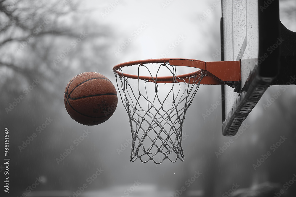Basketball hoop with a ball about to score Basketball hoop with a ball about to score