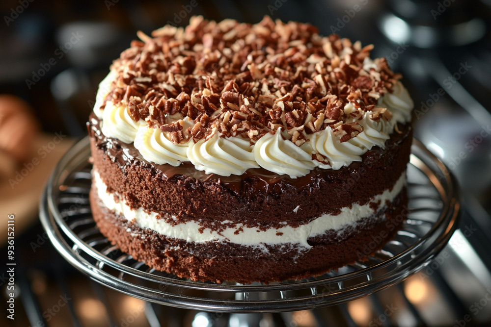 chocolate cake with cream and chocolate