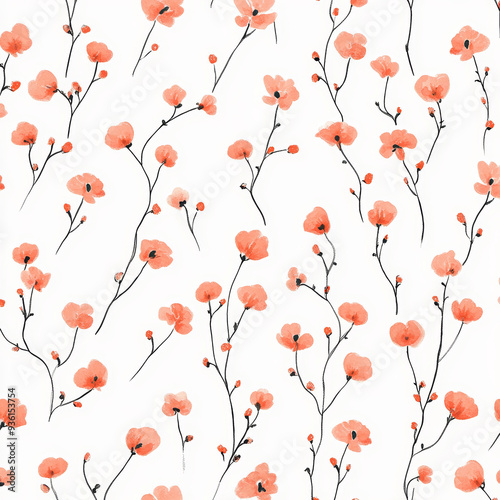 Wallpaper Mural Seamless, Floral pattern, Hand-drawn flowers, Pastel colors, Minimalist design, Cute flowers, Soft colors, Simple drawing, White background, Negative space, Decorative design, Vector pattern Torontodigital.ca