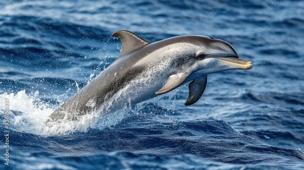 Naklejka premium Spotted Dolphin Leaping Out of the Water