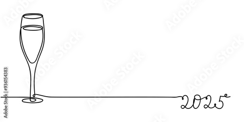 Elegant champagne glass design signaling the arrival of the new year 2025