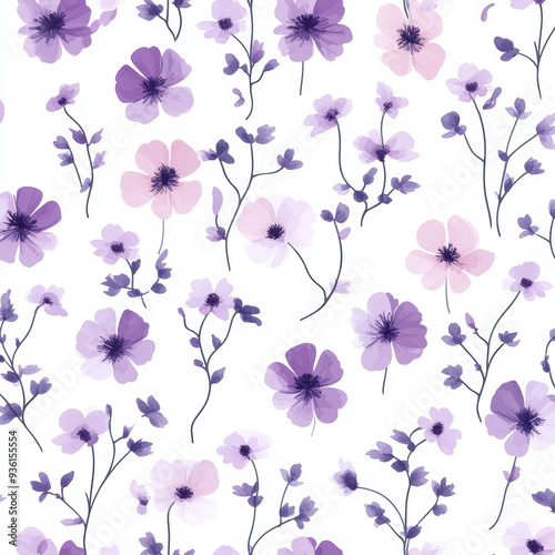 Seamless, Floral pattern, Hand-drawn flowers, Pastel colors, Minimalist design, Cute flowers, Soft colors, Simple drawing, White background, Negative space, Decorative design, Vector pattern