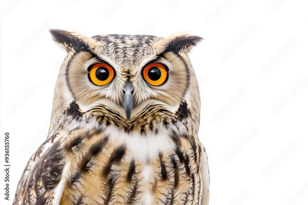 Naklejka premium An single owl on a white background