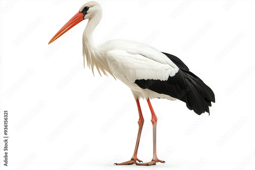 Tall stork isolated against white background Tall stork isolated against white background