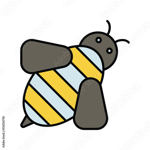 bee lineal color icon vector stock illustration