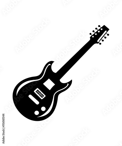 Guitar vector silhouette black illustration.