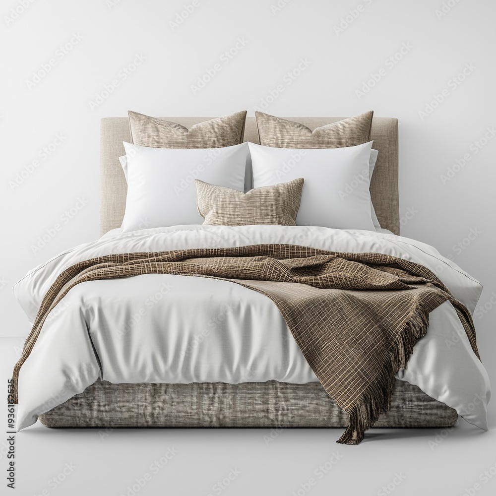 Classic bed with pillow and throw created with generated ai Classic bed with pillow and throw created with generated ai