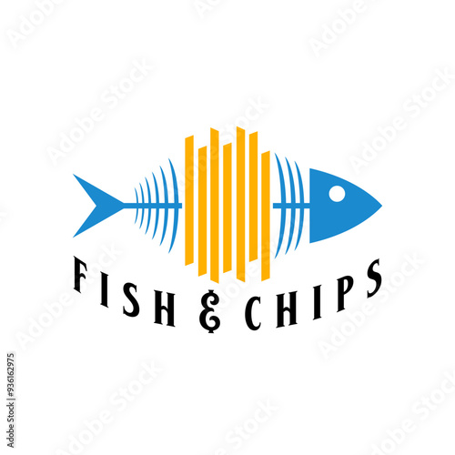 Fish and chips logo vector Illustration template simple design
