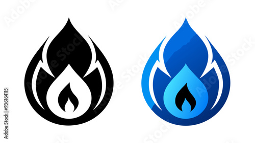 Vector illustrations of blue and black gas flames, representing energy, fuel, and combustion. Perfect for energy companies, gas suppliers, and industrial designs.