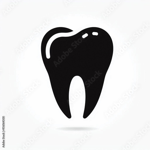 Simple black tooth icon on white background