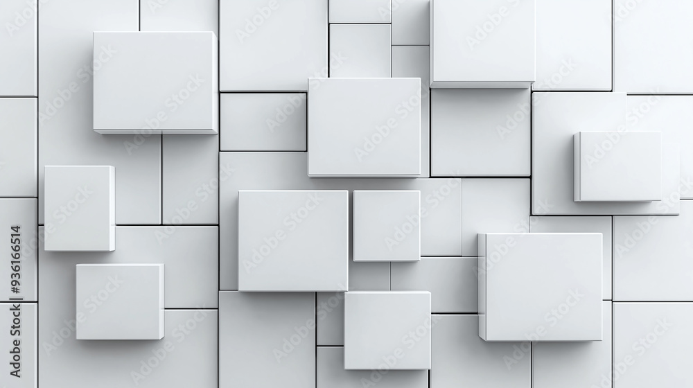Minimalist White Cubes Geometric Pattern Minimalist White Cubes Geometric Pattern