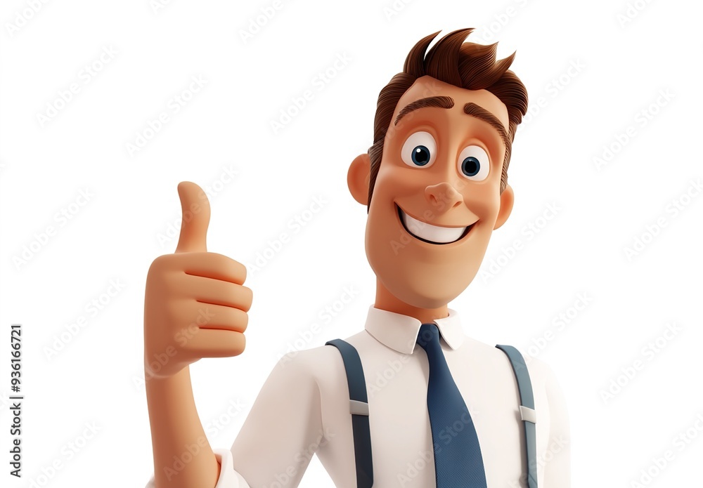 A cartoon character of an office worker in a suit, smiling and giving a thumbs up, against a white background A cartoon character of an office worker in a suit, smiling and giving a thumbs up, against a white background