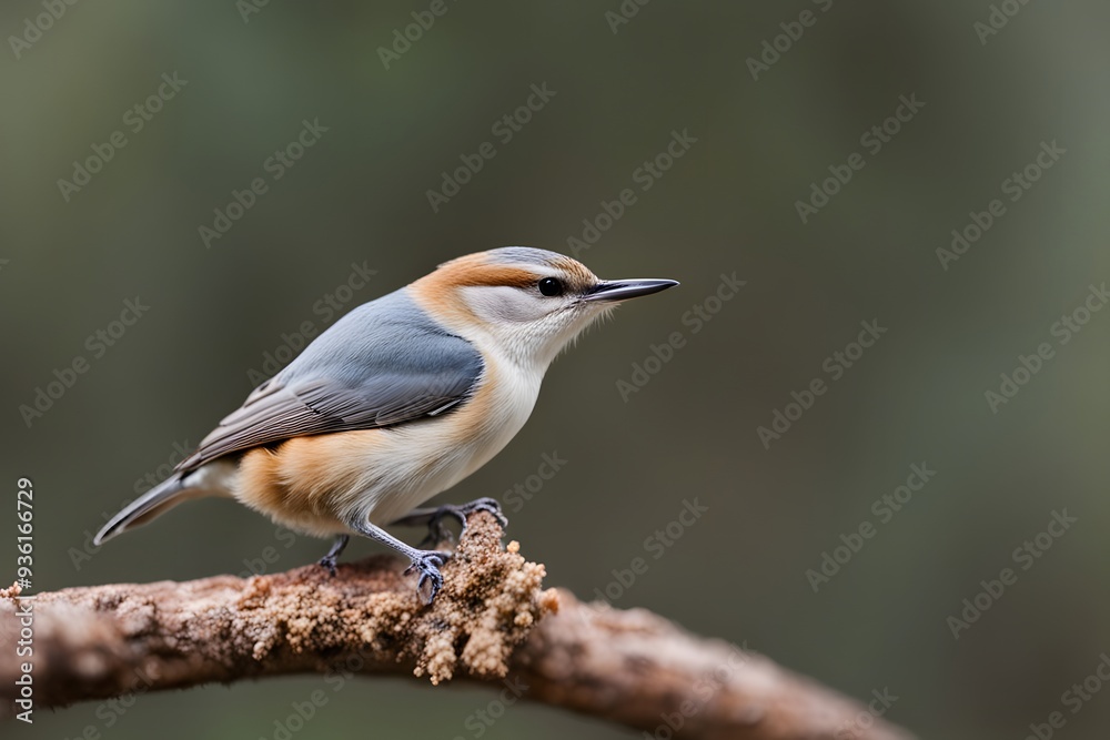 Brown-headed nuthatch bird blurry nature background, Ai Generated Brown-headed nuthatch bird blurry nature background, Ai Generated