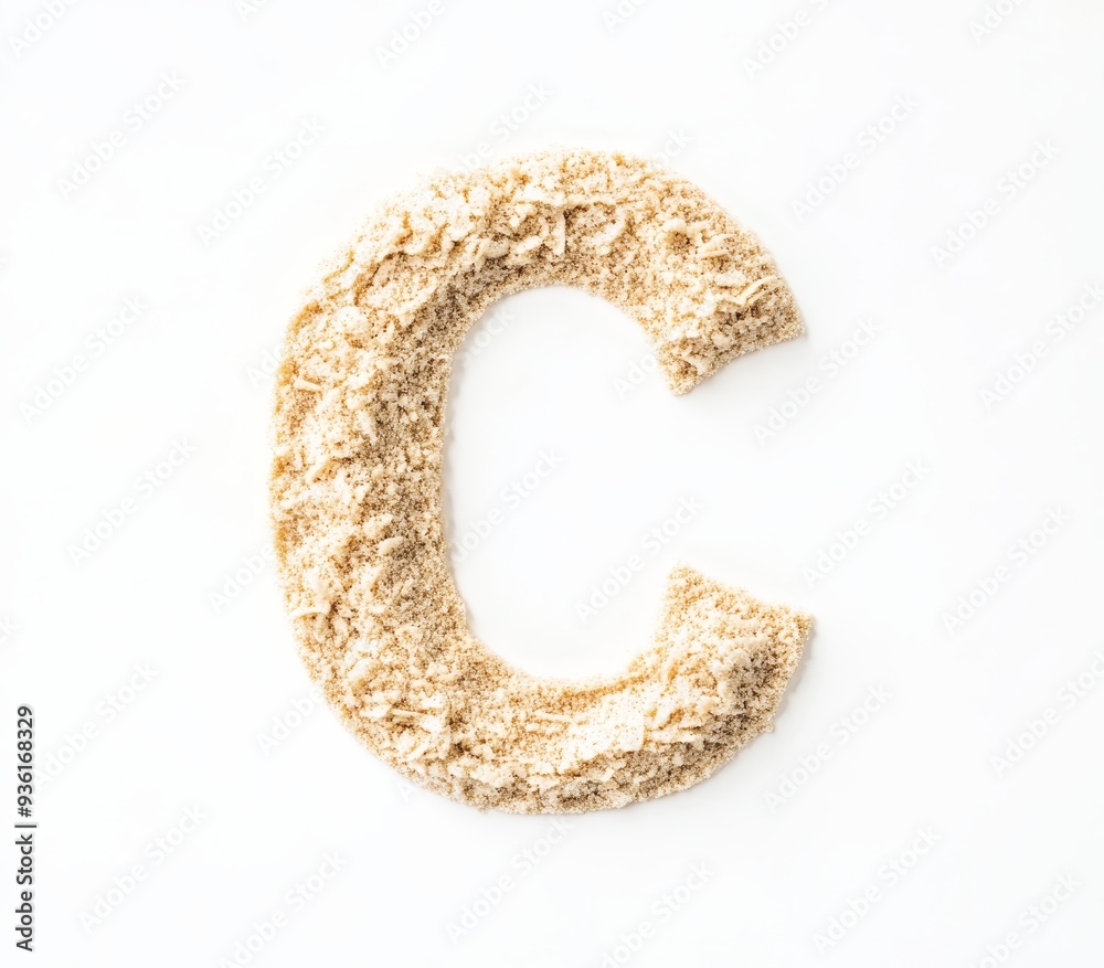 Symbolic letter C in sand, isolated on white, for clipping Symbolic letter C in sand, isolated on white, for clipping