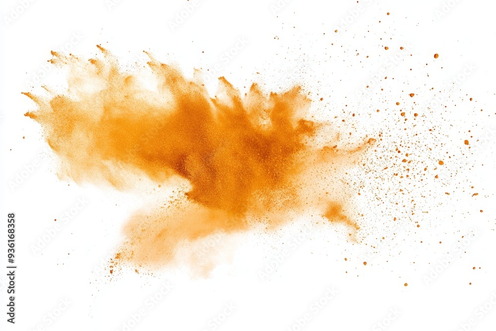 A white background is dotted with pieces of shattered red brick dust A white background is dotted with pieces of shattered red brick dust