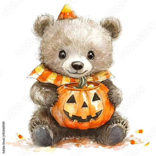 Kawaii Bear with Pumpkin