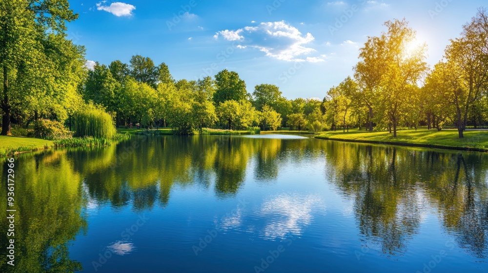 Serene Lake and Tranquil Trees on a Sunny Day Serene Lake and Tranquil Trees on a Sunny Day