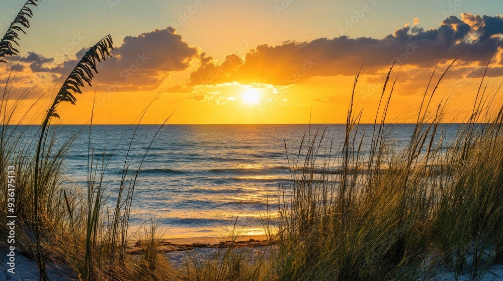 Fototapeta premium Melbourne Florida Sunset Landscape View from Beach