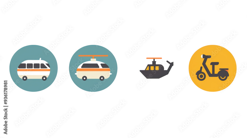 A minimalist vector icon set of transportation A minimalist vector icon set of transportation