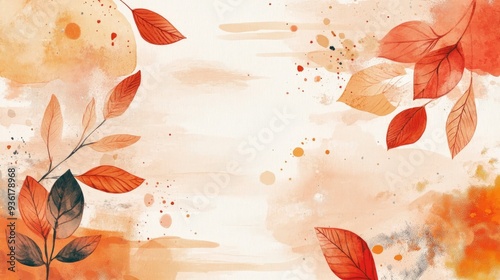 aesthetic autumn inspired autumn watercolor background with leaves