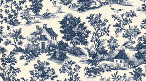 The blue and white chinoiserie print photo