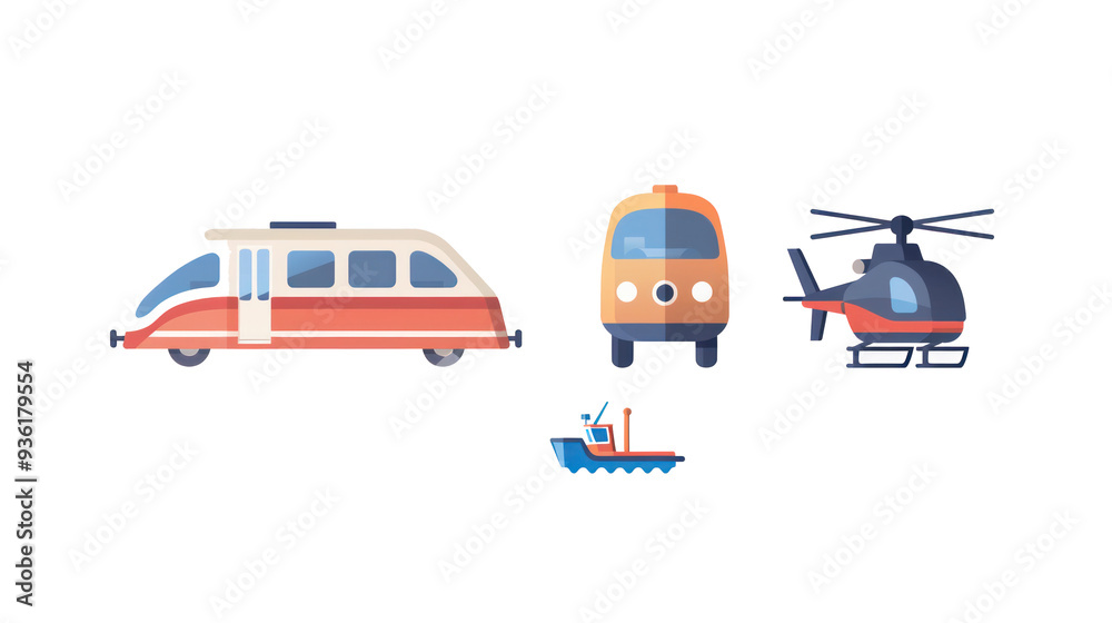 A minimalist vector icon set of transportation A minimalist vector icon set of transportation