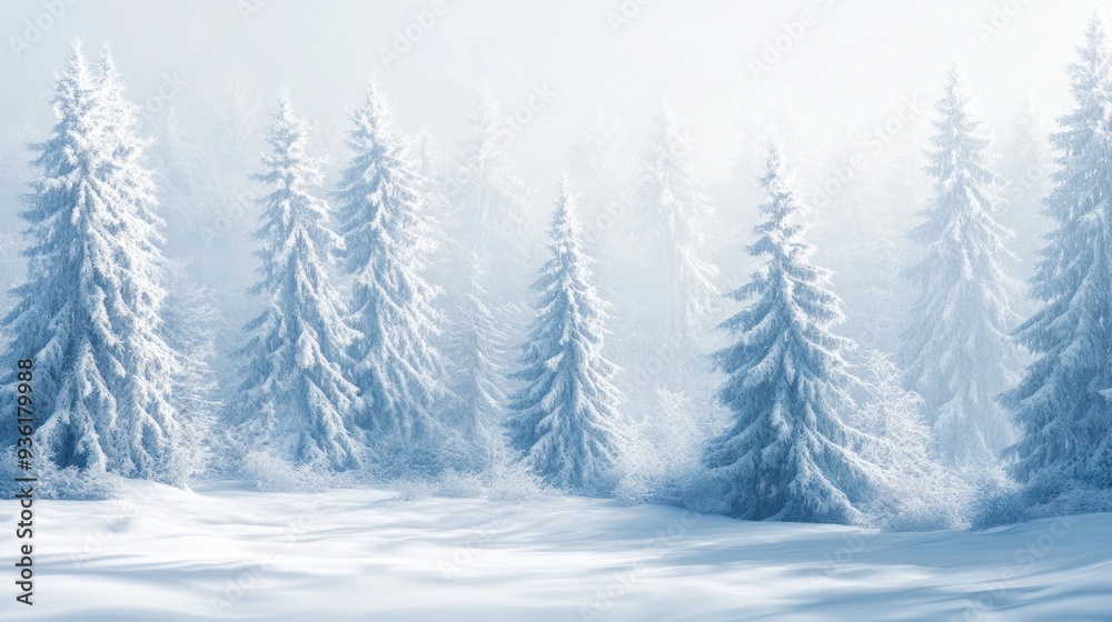 Obraz premium Snow-Covered Pine Forest in Winter