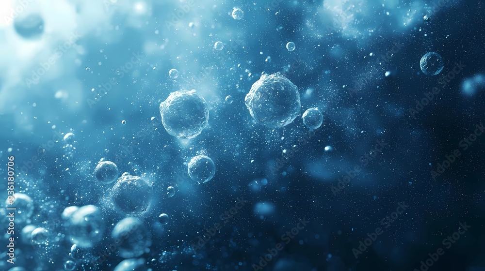 Bubbles rise gracefully in deep blue water, creating an ethereal underwater ambiance full of tranquility and beauty. Bubbles rise gracefully in deep blue water, creating an ethereal underwater ambiance full of tranquility and beauty.