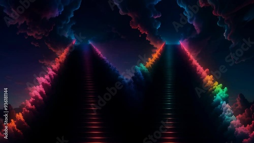 Wallpaper Mural Two stairways to the sky against the background of the night sky Torontodigital.ca