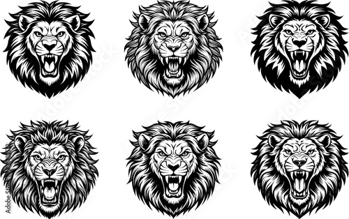 set of lion head,lion vector ,lion tatto