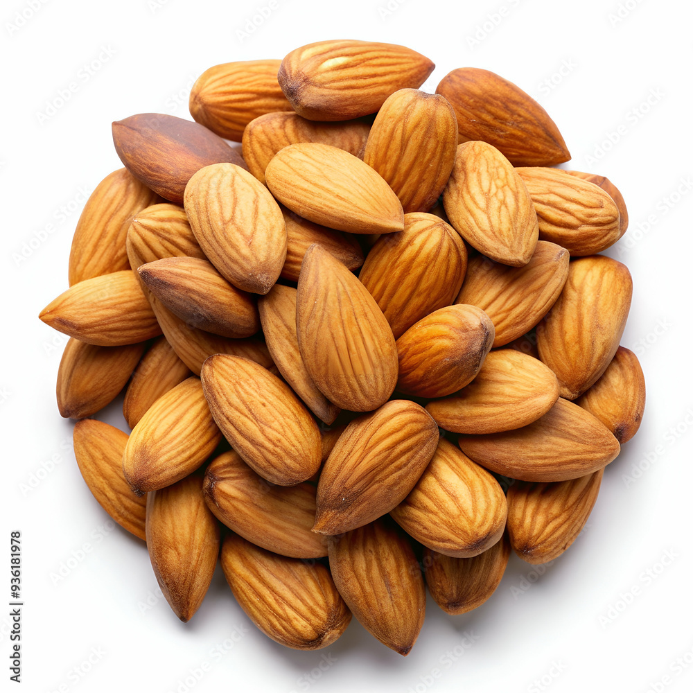 Heap of almonds isolated on white background Heap of almonds isolated on white background
