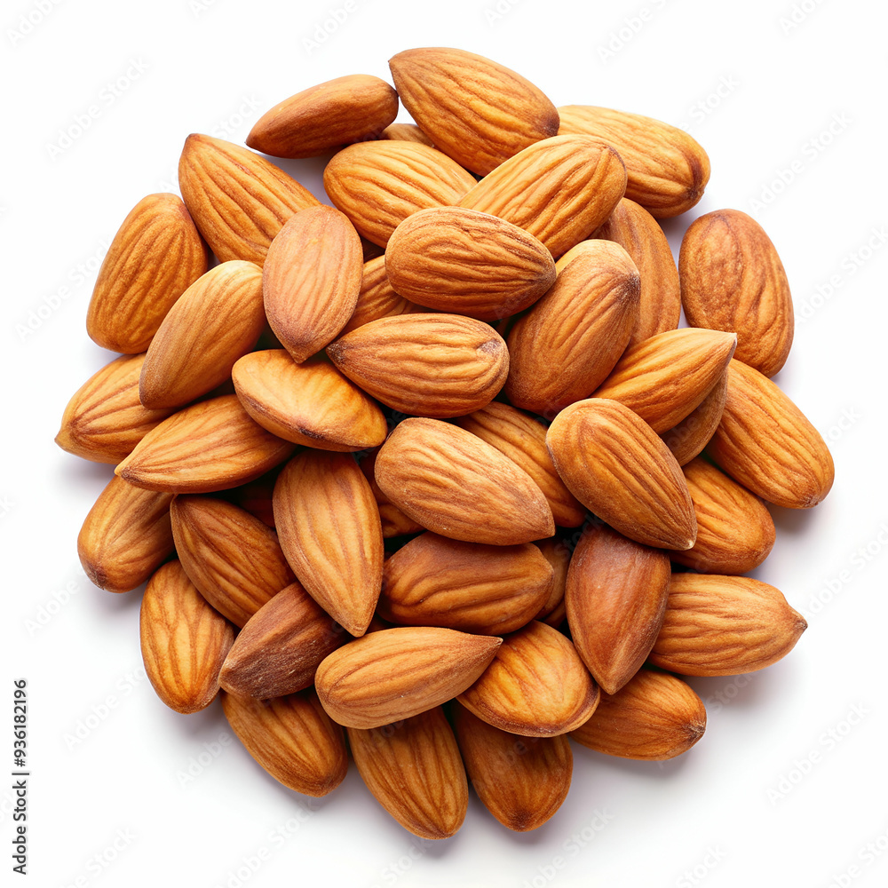 Heap of almonds isolated on white background Heap of almonds isolated on white background