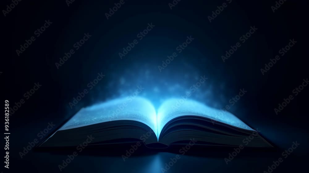 Animation of a magic book on a dark background