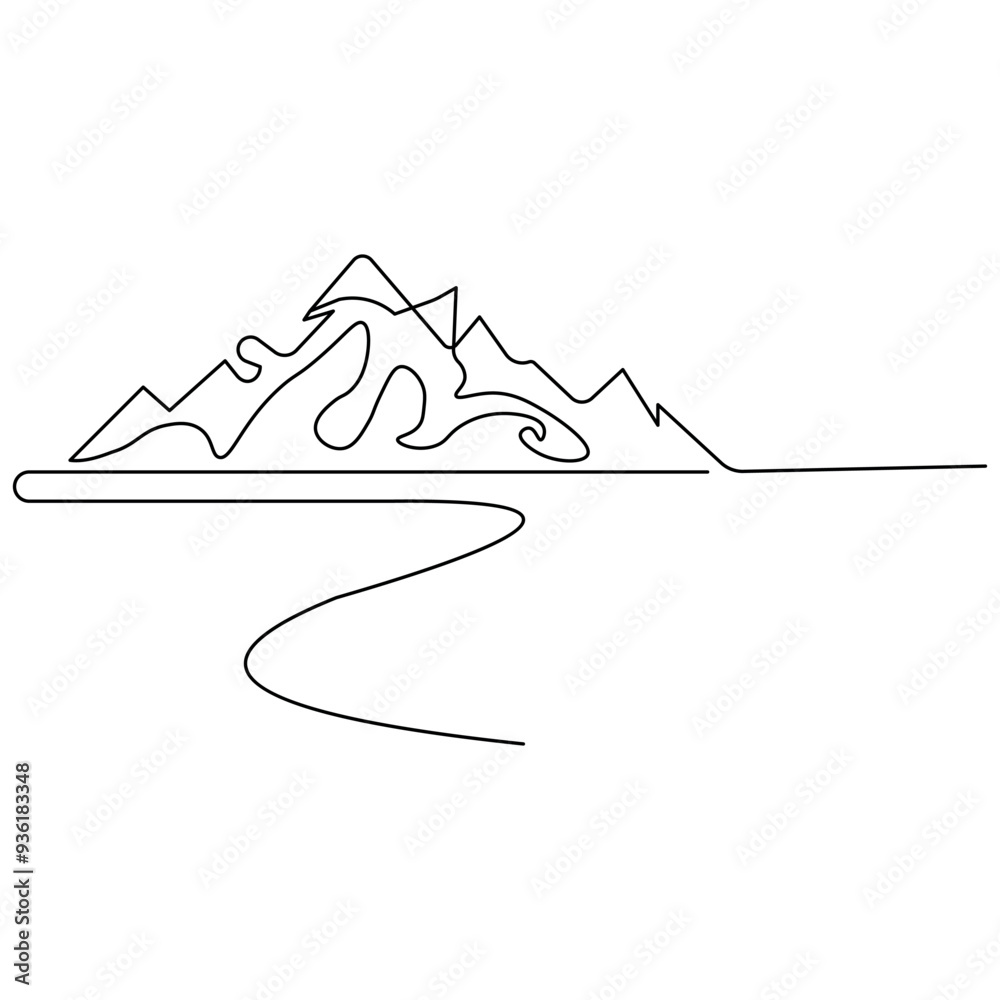 Mountain single line art, continuous one line drawing of Isolated outline vector art
Mountain single line art, continuous one line drawing of Isolated outline vector art
