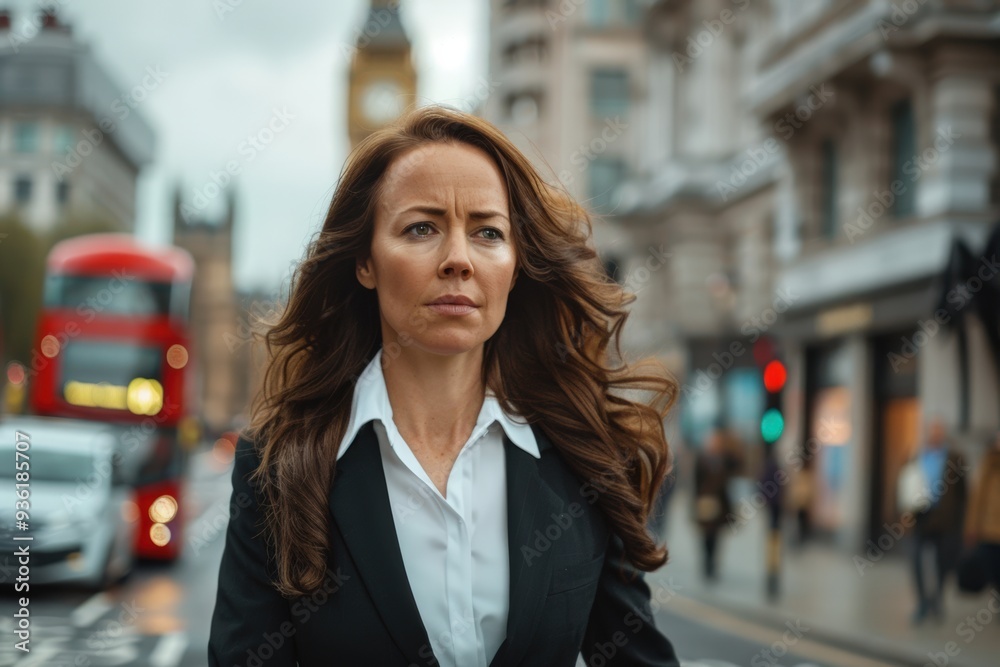 Professional Woman Walking on a Busy Urban Street Professional Woman Walking on a Busy Urban Street
