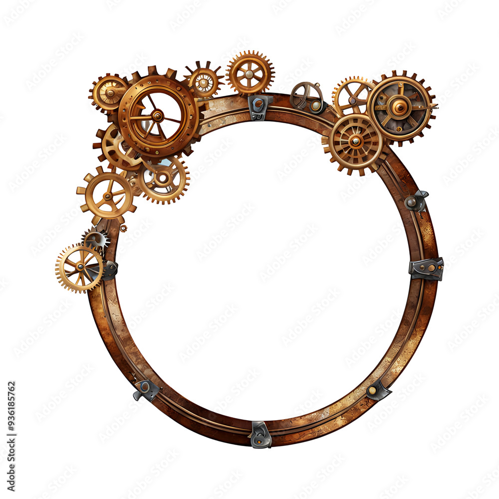Obraz premium Steampunk Ring Border Transparent Background