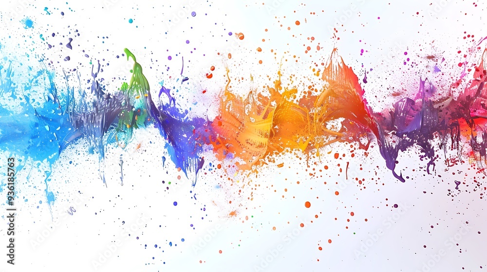 Fototapeta premium Paint rainbow waves. Colorful paint splash. Isolated on white background