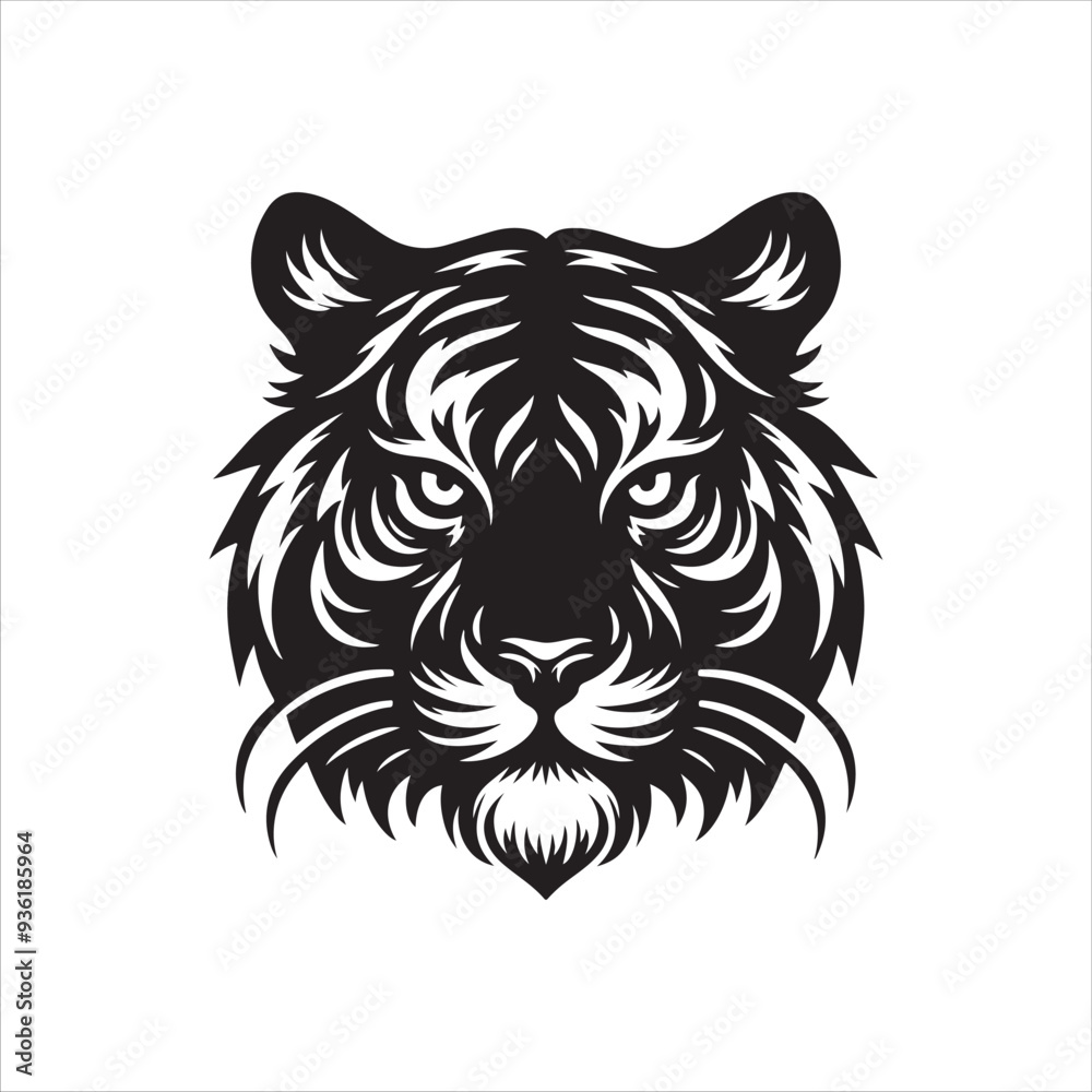Tiger Face Vector Silhouettes Illustration Design Tiger Face Vector Silhouettes Illustration Design