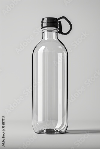 Mockup of a clear plastic bottle for drinking water isolated on plain background.